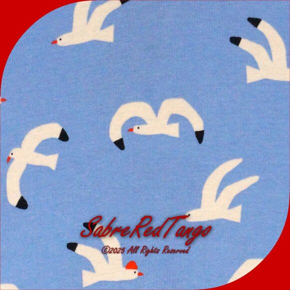 NWT Hanna Andersson Organic Short Johns Pajamas Seaside Seagulls Print 140 10 - Picture 3 of 6